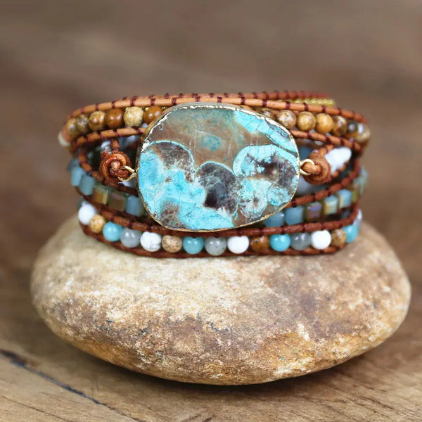 Handmade Leather Wrap Stone Bracelet - ZenMeGifts