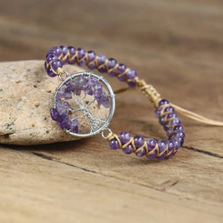 Purple Crystal Tree of Life Handmade Bracelet ZenMeGifts