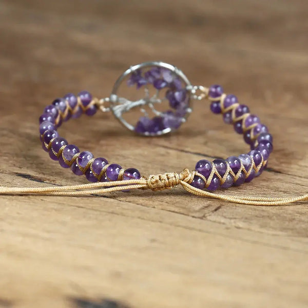 Purple Crystal Tree of Life Handmade Bracelet ZenMeGifts