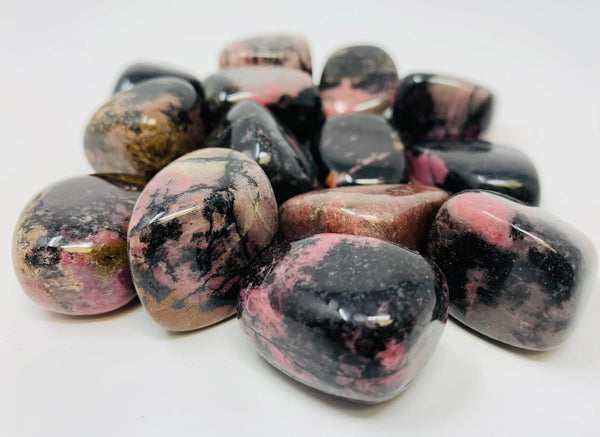 Rhodonite Tumbled Natural Crystals by the pound - ZenMeGifts